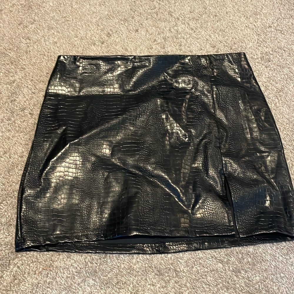 Croc in your heart pleather miniskirt. NWT